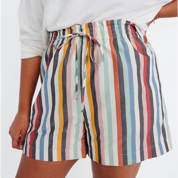 Madewell Pants - Madewell Smocked-Waist Pull-On Shorts in Rainbow Stripe
XS